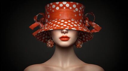 Woman in an orange polka-dot hat