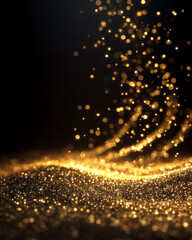 Luxurious Golden Fabric Drapes Background with Elegant Waves and Rich Texture