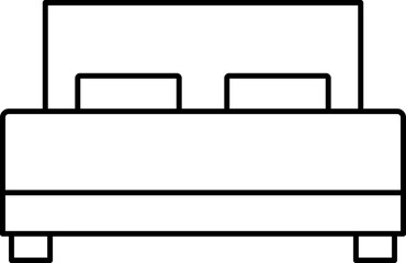 Simple line drawing of a double bed with two pillows, centered on a white background.