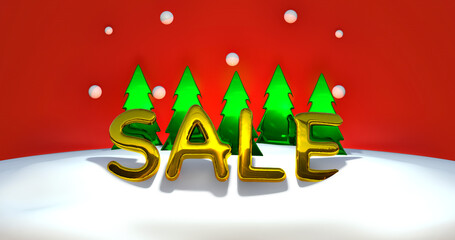 3d Christmas sale promotion background.