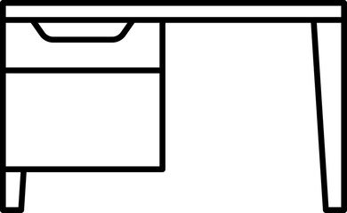 A minimalist line drawing of a simple desk with a drawer, ideal for office or home use.