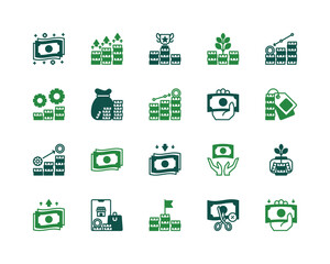 Finance icon set. Money and payments. Vector icons. Solid or glyph icons