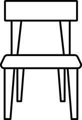 Simple line drawing of a chair, viewed from the front, with a backrest, seat, and four legs. Chair icon.