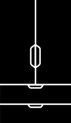 minimalist wardrobe design featuring a geometric shape with a vertical line and rectangular elements.