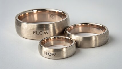 Three Metallic Rings in a Top View Arrangement Labeled FLOW