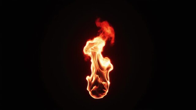 Dynamic Scarlet and White-Hot Fire Flames on Black Background
