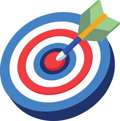 Vector Illustration Of A Target With Dart Hitting The Bullseye- Aiming For Success- Achieving Goals- Strategic Planning- Business Objective- Focus And Precision- Isolated Design Element