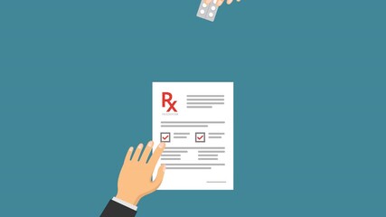 medical prescription video animation flat concept - Powered by Adobe
