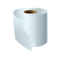 Single roll of white and clean toilet or lavatory paper icon, 3d realistic vector mockup illustration isolated on background. Hygienic paper template for brand design.