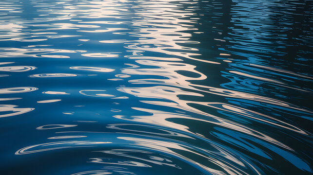 Rippling blue water surface with abstract reflections of sunlight and sky creating a tranquil and serene abstract pattern - Powered by Adobe