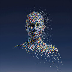 Human body Disintegrating Into Digital Pixels and Fragments, Concept Art