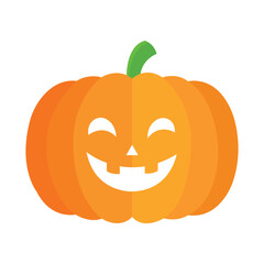 Smiling Halloween Pumpkin Vector in Flat Design Style