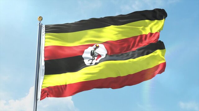 4K Uganda flag waving in the wind - realistic Uganda flag animation in high resolution, perfect for Uganda national day, independence, travel and patriotic video projects