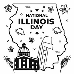 NATIONAL ILLINOIS DAY vector illustration isolated on white background