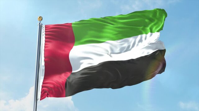 4K United Arab Emirates flag waving in the wind - realistic United Arab Emirates flag animation in high resolution, perfect for United Arab Emirates national day, independence, travel and patriotic vi