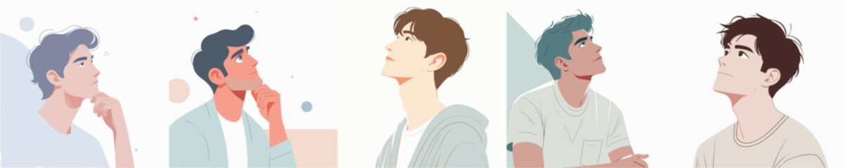 vector of young man looking up