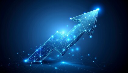 Glowing Digital Arrow Pointing Upwards, Illustrating Growth, Progress, and Success