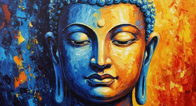 Vibrant Abstract Buddha Face Painting