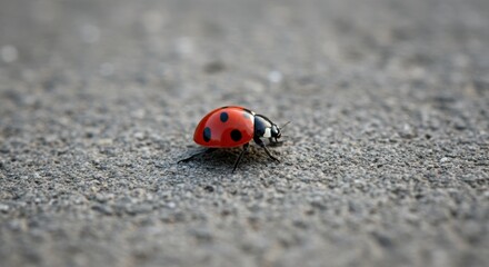 Red Ladybug on Grey Ground