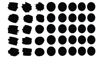 Black Brush Blob and Hand Drawn Circle Shape Stamp Set