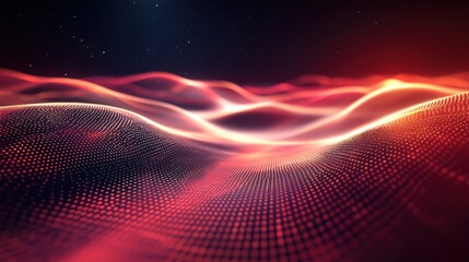 A vibrant red and orange wave pattern with a starry background, creating a dynamic and energetic atmosphere.
