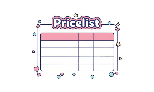 Decorative &ldquo;Pricelist&rdquo; Table Template with Playful Border and Pink Header