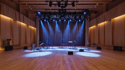 Empty stage of a small unplugged live music concert