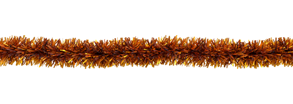 Christmas golden tinsel isolated on transparent background - Powered by Adobe