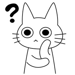 考える表情の白い猫キャラクターのかわいいベクターイラスト