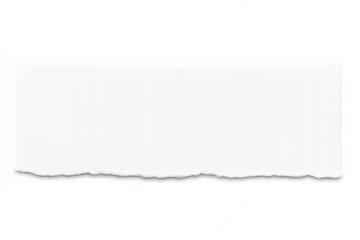 White ripped paper strip featuring rough torn edges, ready for text or design, with a transparent background