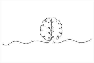 Brain monoline design, hand-drawn minimalism style