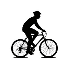 silhouette of a man riding a bicycle