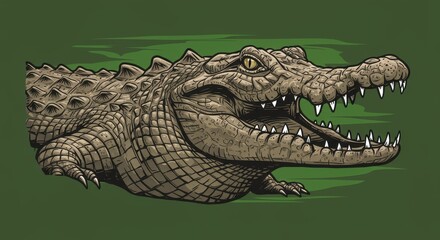 Fototapeta premium Powerful Crocodile Illustration with Open Jaws