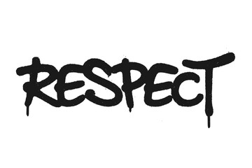 Black spray painted RESPECT word graffiti on white background with drip effect