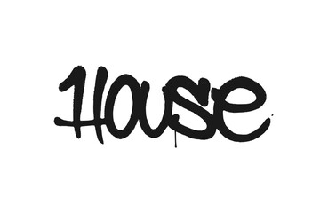 Black graffiti style House word isolated on white