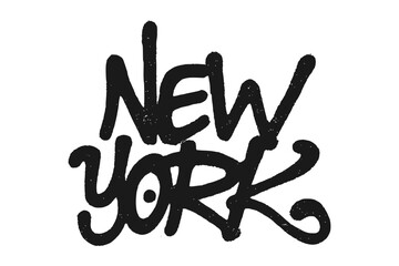 Black spray painted graffiti style New York text