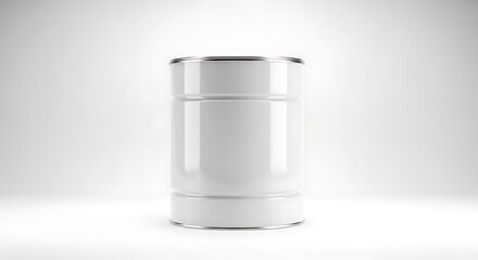 A plain white cylindrical container with a metallic rim, isolated on white background mockup background
