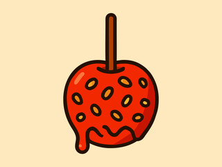 Caramel apple with a sprinkle of nuts