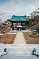 Fototapeta premium Main Gate Pavilion and Path at Naksansa Temple, South Korea