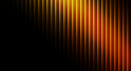 Abstract Vertical Stripes of Fiery Orange and Yellow Light Against Deep Black Background