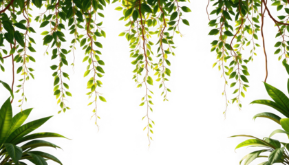 Lush Green Vines and Foliage Frame a Bright White Space.