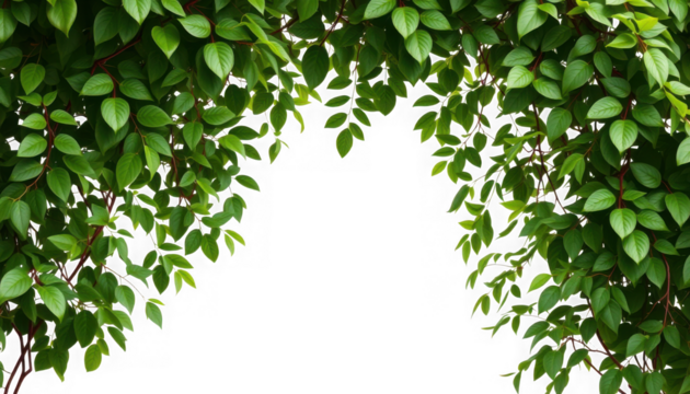Lush Green Leaves Framing a Bright White Sky.