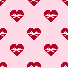 Red Heart with Pink Ribbon Seamless Pattern