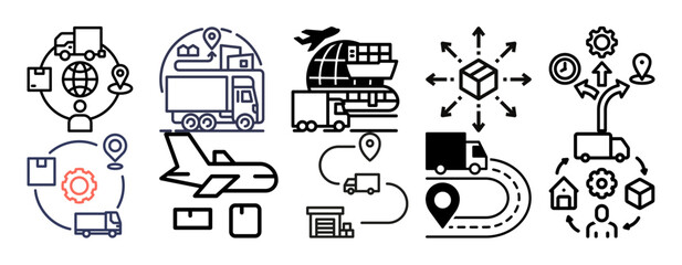Vector set of logistics and delivery icons