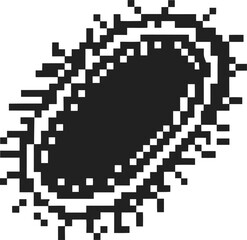 Fototapeta premium Black pixelated virus cell icon retro 8 bit bacteria illustration, infectious microbe, simplified microorganism outline
