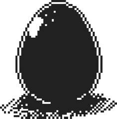 Pixel art black egg on white background minimalist retro style, shaded digital illustration, easter symbol, simple icon