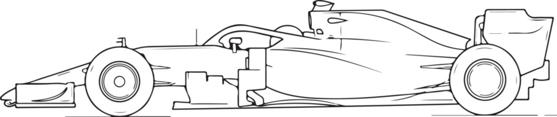 Outline Drawing of a Modern High-Performance Racing Car in Side View