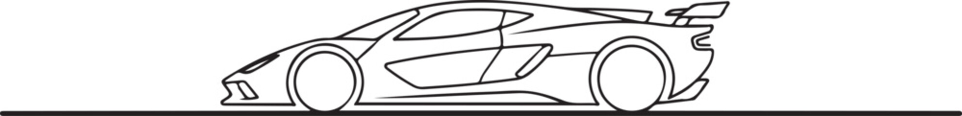 Minimalist Line Art Illustration of a Sleek Sports Car in Profile