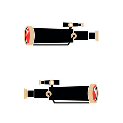 Illustrated telescope with crosshairs and red lens for navigation and observation