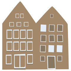 Illustration of Traditional Dutch Canal Houses